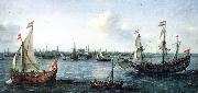 VROOM, Hendrick Cornelisz. The Harbour in Amsterdam we oil painting